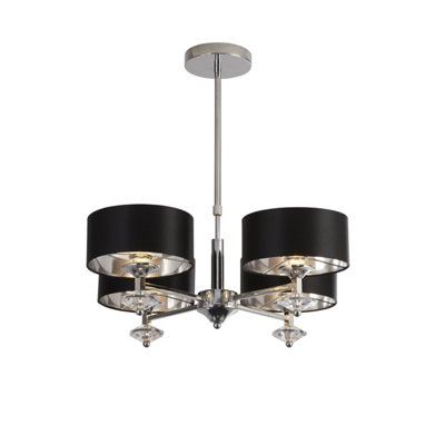 Lighting Collection Baton Chrome & Black 4Lt Pendant | DIY at B&Q