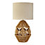 Lighting Collection Benete Rattan & Oatmeal Table Lamp