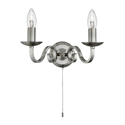 Lighting Collection Berkeley Satin Silver 2Lt Wall Light DIY at B&Q