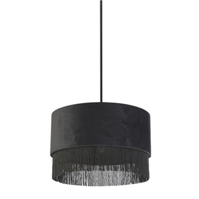 Lighting Collection Cabinda Grey Fringe Shade DIY at B Q
