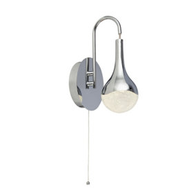 Lighting Collection Campeche Chrome Teardrop LED Wall Light