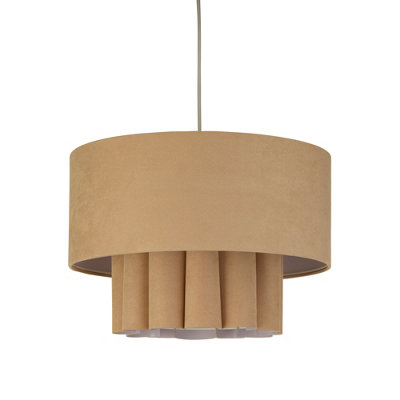 Lighting Collection Cedar Tiered Suede Effect Scallop Shade