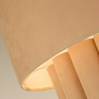Lighting Collection Cedar Tiered Suede Effect Scallop Shade