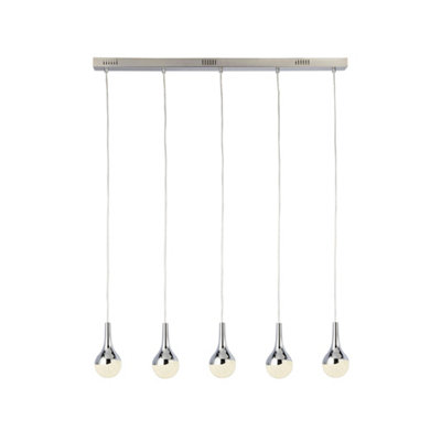 Lighting Collection Champoton Chrome, Crystal Sand and Acrylic 5Lt Bar Pendant