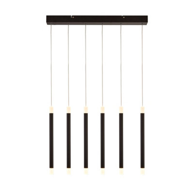 Lighting Collection Chiltepec Matt Black 6Lt LED Bar Pendant