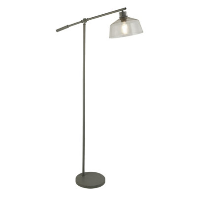 Lighting Collection Clear Glass And Grey Task Floor Lamp