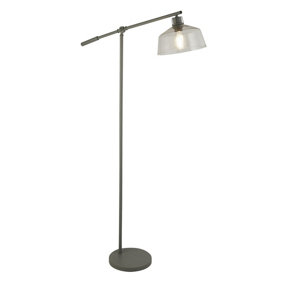 Lighting Collection Clear Glass And Grey Task Floor Lamp