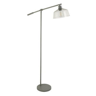 Lighting Collection Clear Glass And Grey Task Floor Lamp