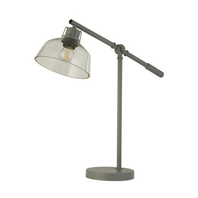 Lighting Collection Clear Glass And Grey Task Table Lamp