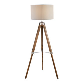 Lighting Collection Cologne Floor Lamp With Wood & Linen Shade