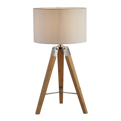 Lighting Collection Columbus Floor Lamp With Wood & Linen Shade | DIY ...