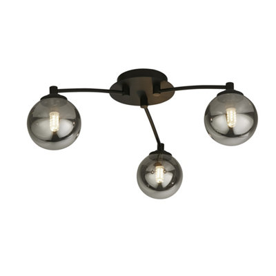 Lighting Collection Coronel Smoke And Black 3 Light Ceiling | DIY at B&Q