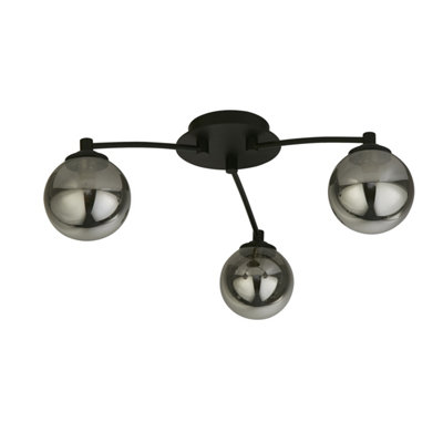 Lighting Collection Coronel Smoke And Black 3 Light Ceiling