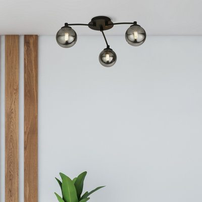 Lighting Collection Coronel Smoke And Black 3 Light Ceiling