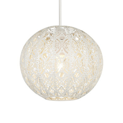 Lighting Collection  Cream Fretwork Globe Shade