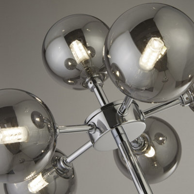 Lighting Collection Dalian Chrome & Smoke Glass Shades 3 Light Floor Lamp