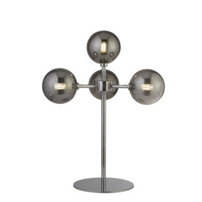 Lighting Collection Dalian Chrome & Smoke Glass Shades 4 Light Table Lamp