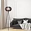 Lighting Collection Danese Walnut Floor Lamp Black