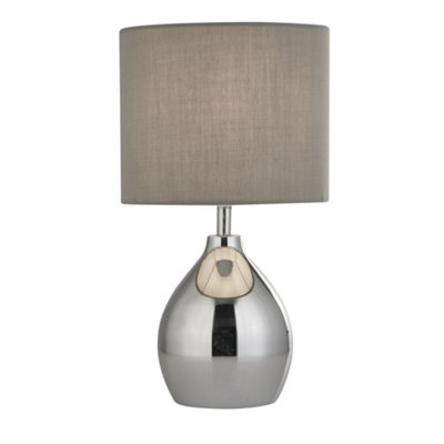 Lighting Collection Derna Chrome & Grey Shade Table Lamp | DIY at B&Q