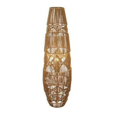 Lighting Collection Diamond Pattern Rattan Floor Lamp