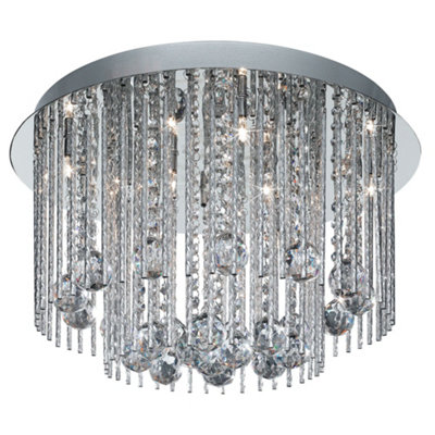 Lighting Collection Dielle Chrome 8Lt Flush Chrome & Crystal | DIY at B&Q