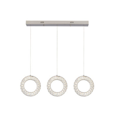 Lighting Collection Dublin 3 Light Chrome & Clear Glass Ceiling Bar