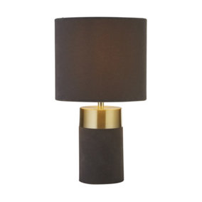 Lighting Collection Dunedin Grey Velvet With Gold Detail Table Lamp