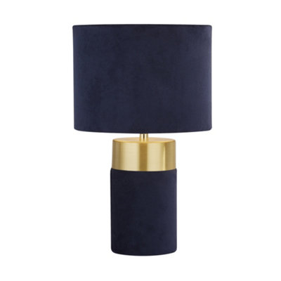 Lighting Collection Dunedin Navy Velvet With Gold Detail Table Lamp DIY at B&Q