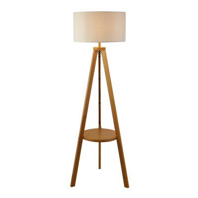 Lighting Collection Elent Natural Tripod Shelf Floor Lamp | DIY at B&Q