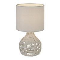 Lighting Collection Felixstowe White Rattan Table Lamp