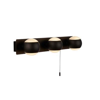 Lighting Collection Flores Matt Black 3Lt Bathroom Wall Light | DIY at B&Q