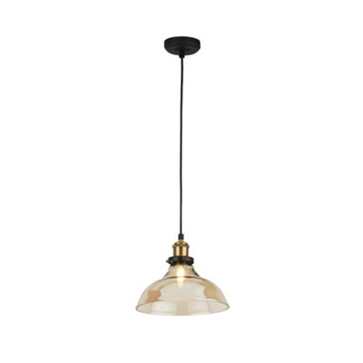 Lighting Collection Frankfurt Amber & Brass Pendant