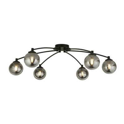 Lighting Collection Gaborone Clear Glass & Grey  6 Light Ceiling