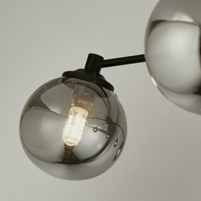 Lighting Collection Gaborone Clear Glass & Grey  6 Light Ceiling