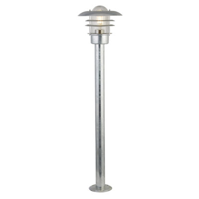 Lighting Collection Galvanised Outdoor Lantern Post