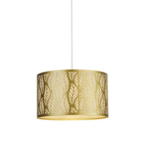 Lighting Collection Gold Leaf Pattern Metal Shade