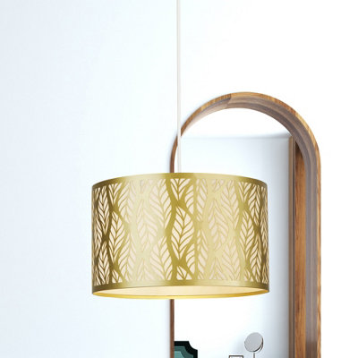 Lighting Collection Gold Leaf Pattern Metal Shade