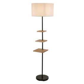 Lighting Collection Guinea Light Wood Shelf Floor Lamp