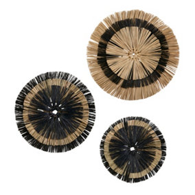 Lighting Collection Hairun Set Of 3 Seagrass Dishes For Wall Decor