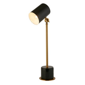 Lighting Collection Haiti Black Marble Base Cylinder Head Lamp