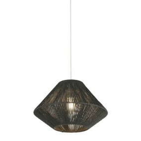 Lighting Collection Halifax Grey Paper String Woven Shade