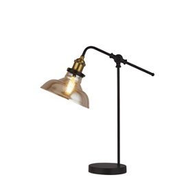 Lighting Collection Hame Amber & Brass Table Lamp
