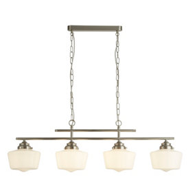 Lighting Collection Haven Satin Silver & Opal Glass 4Lt Pendant