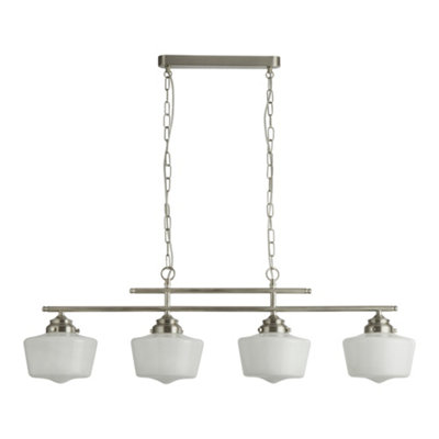 Lighting Collection Haven Satin Silver & Opal Glass 4Lt Pendant