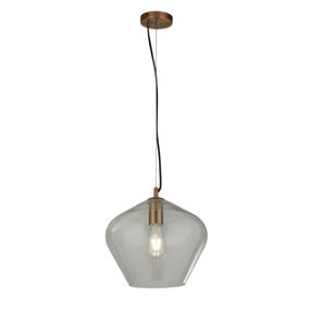 Lighting Collection Island Copper & Clear Glass Pendant