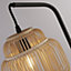 Lighting Collection Kilkeel Black Table Lamp With Bamboo Frame Shade