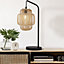 Lighting Collection Kilkeel Black Table Lamp With Bamboo Frame Shade