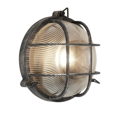 Lighting Collection Kingston Silver Bulkhead Outdoor Wall Light