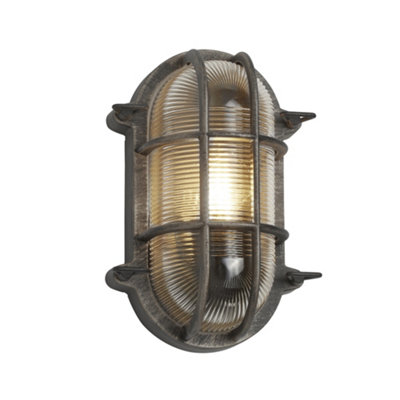 Lighting Collection Kingston Silver Bulkhead Outdoor Wall Light