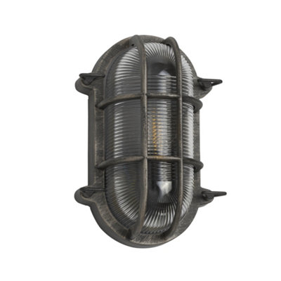 Lighting Collection Kingston Silver Bulkhead Outdoor Wall Light